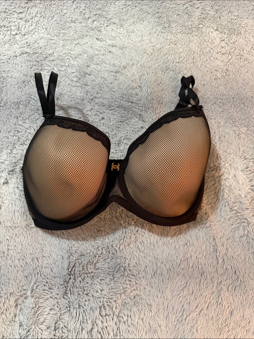 Freya Black Mesh Underwire Bra with Nude Cups